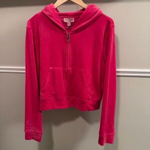 Juicy Couture Pink Velour Zip Hoodie XXL Rhinestone Y2K Mommy & Me